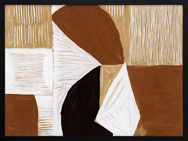 Geometric wall art from the Tim Neve collection by Urban Road, with rounded brown shapes and layered patterns in a modern style.