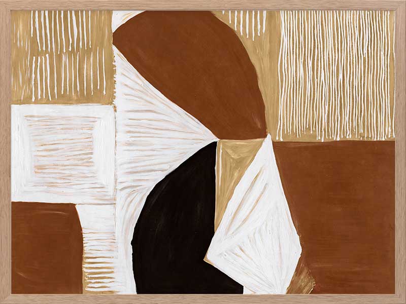 Geometric wall art from the Tim Neve collection by Urban Road, with rounded brown shapes and layered patterns in a modern style.