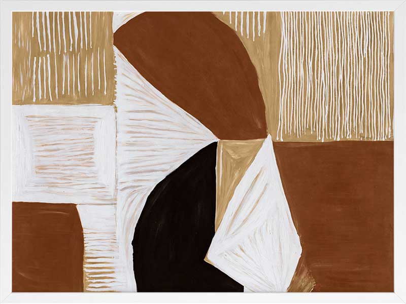 Geometric wall art from the Tim Neve collection by Urban Road, with rounded brown shapes and layered patterns in a modern style.