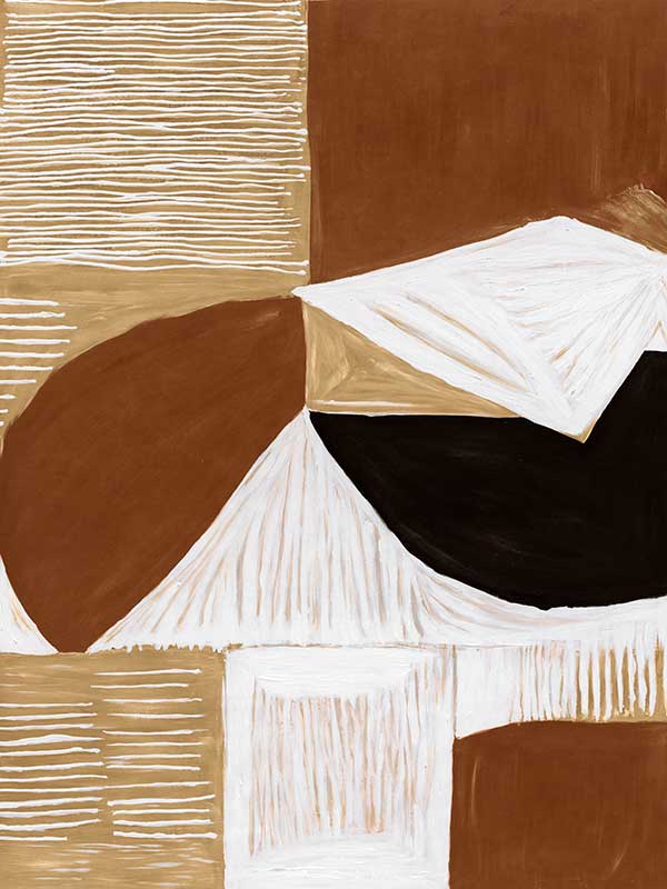 Geometric wall art from the Tim Neve collection by Urban Road, with rounded brown shapes and layered patterns in a modern style.