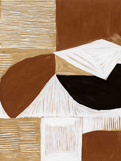 Geometric wall art from the Tim Neve collection by Urban Road, with rounded brown shapes and layered patterns in a modern style.