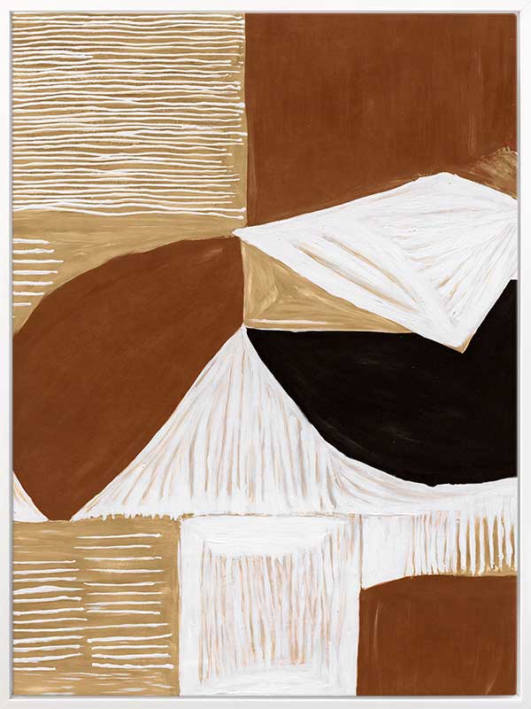 Geometric wall art from the Tim Neve collection by Urban Road, with rounded brown shapes and layered patterns in a modern style.