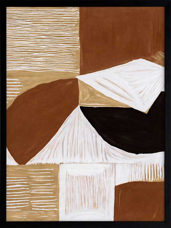 Geometric wall art from the Tim Neve collection by Urban Road, with rounded brown shapes and layered patterns in a modern style.