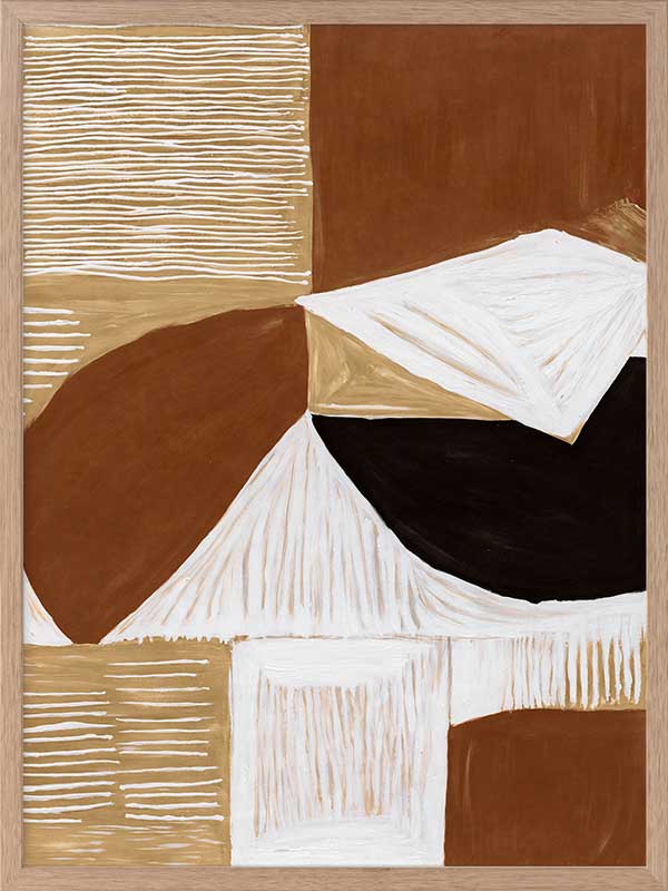 Geometric wall art from the Tim Neve collection by Urban Road, with rounded brown shapes and layered patterns in a modern style.