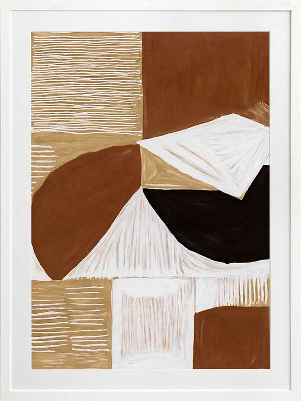 Geometric wall art from the Tim Neve collection by Urban Road, with rounded brown shapes and layered patterns in a modern style.