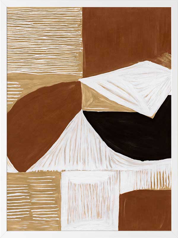 Geometric wall art from the Tim Neve collection by Urban Road, with rounded brown shapes and layered patterns in a modern style.