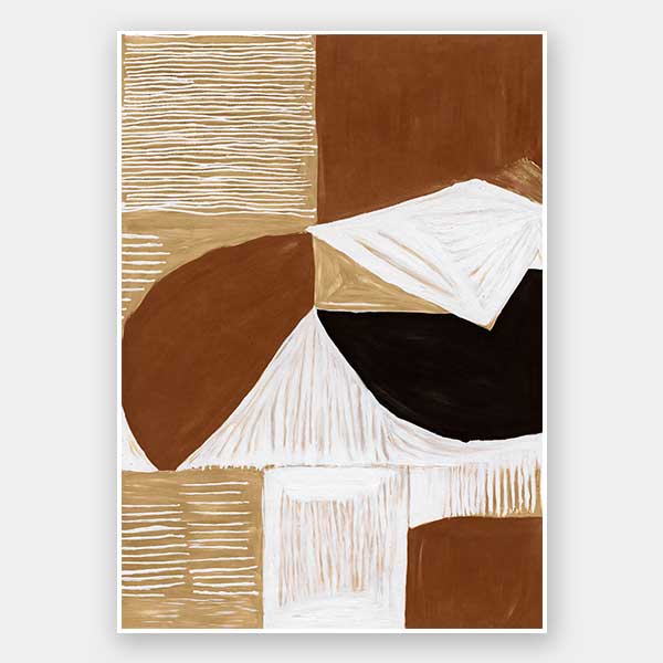 Geometric wall art from the Tim Neve collection by Urban Road, with rounded brown shapes and layered patterns in a modern style.