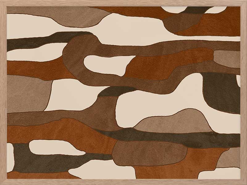 Wall art from the Tim Neve collection by Urban Road, with light tan shapes and bold black lines in an abstract design.