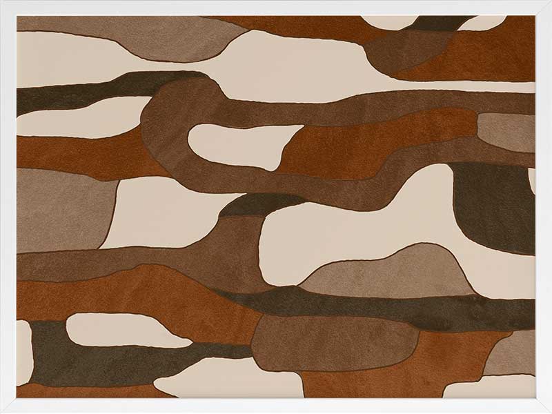 Wall art from the Tim Neve collection by Urban Road, with light tan shapes and bold black lines in an abstract design.