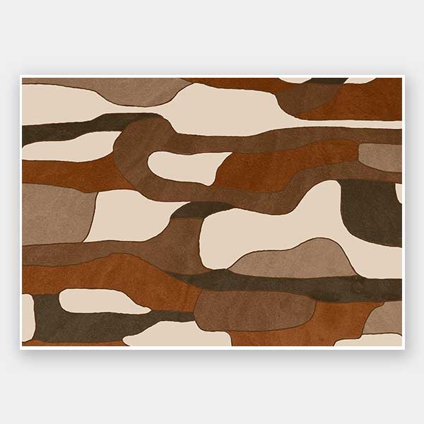 Wall art from the Tim Neve collection by Urban Road, with light tan shapes and bold black lines in an abstract design.