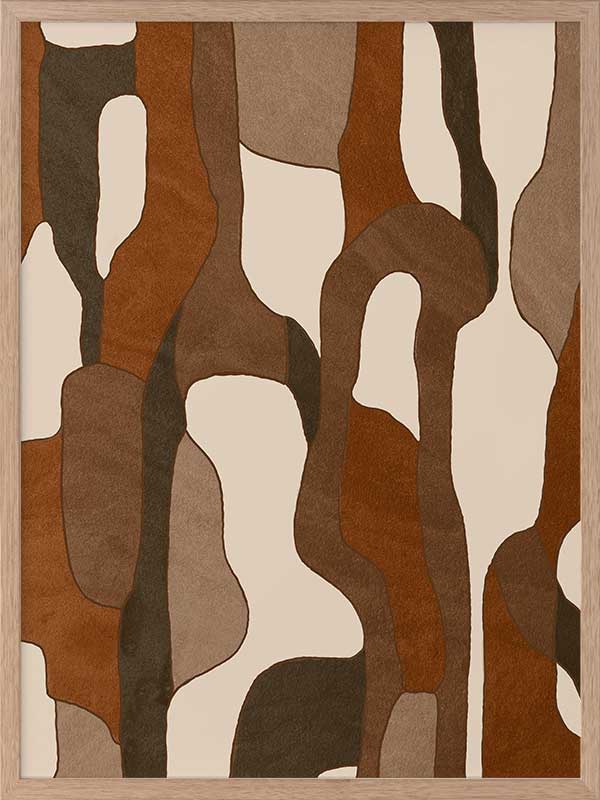 Wall art from the Tim Neve collection by Urban Road, with light tan shapes and bold black lines in an abstract design.