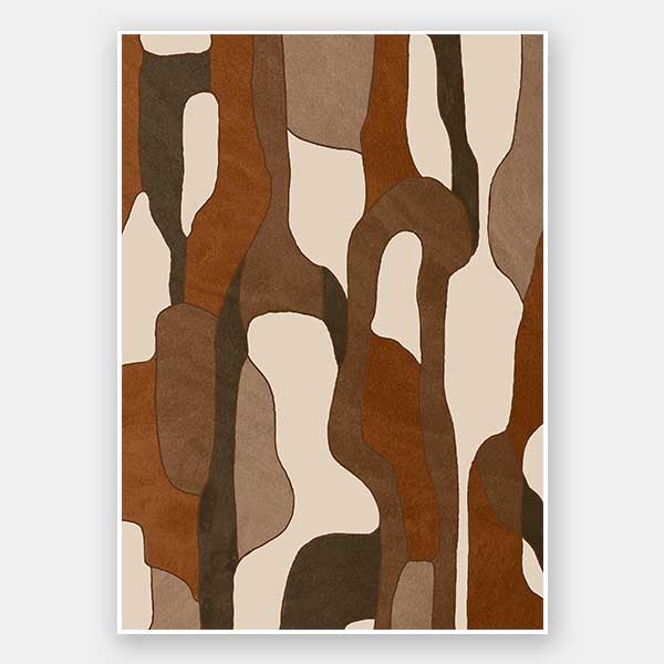 Wall art from the Tim Neve collection by Urban Road, with light tan shapes and bold black lines in an abstract design.
