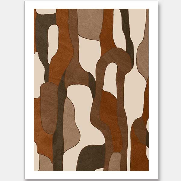 Wall art from the Tim Neve collection by Urban Road, with light tan shapes and bold black lines in an abstract design.