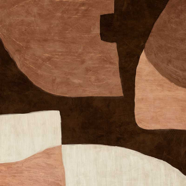 Wall art from the Tim Neve collection by Urban Road, featuring large brown shapes and neutral curved forms in a layered design.
