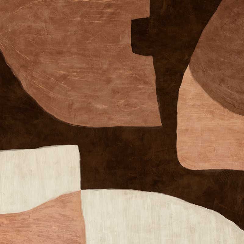 Wall art from the Tim Neve collection by Urban Road, featuring large brown shapes and neutral curved forms in a layered design.