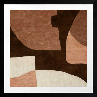 Wall art from the Tim Neve collection by Urban Road, featuring large brown shapes and neutral curved forms in a layered design.