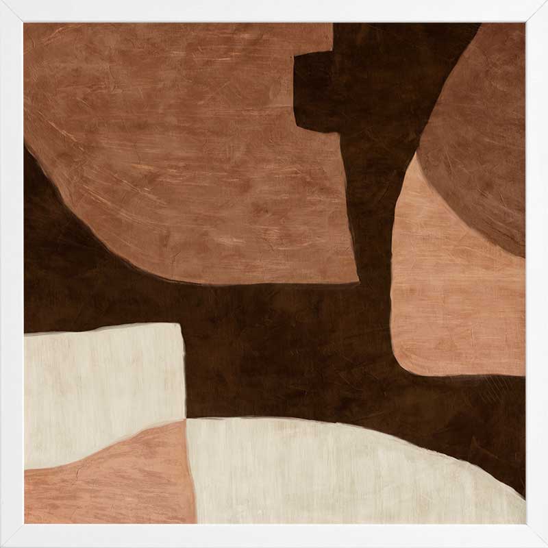 Wall art from the Tim Neve collection by Urban Road, featuring large brown shapes and neutral curved forms in a layered design.