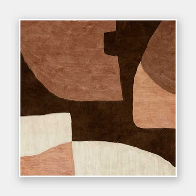 Wall art from the Tim Neve collection by Urban Road, featuring large brown shapes and neutral curved forms in a layered design.
