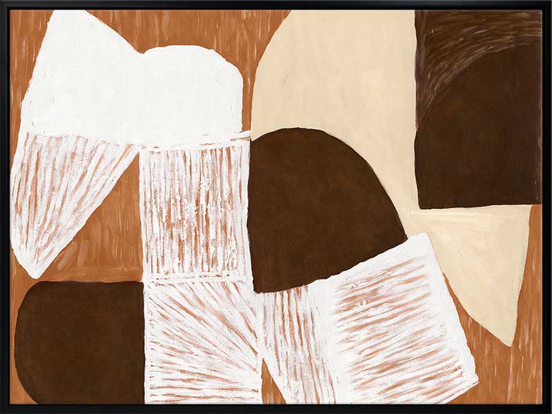 Wall art from the Tim Neve collection by Urban Road, showcasing graphic shapes in deep brown and cream tones with organic lines.