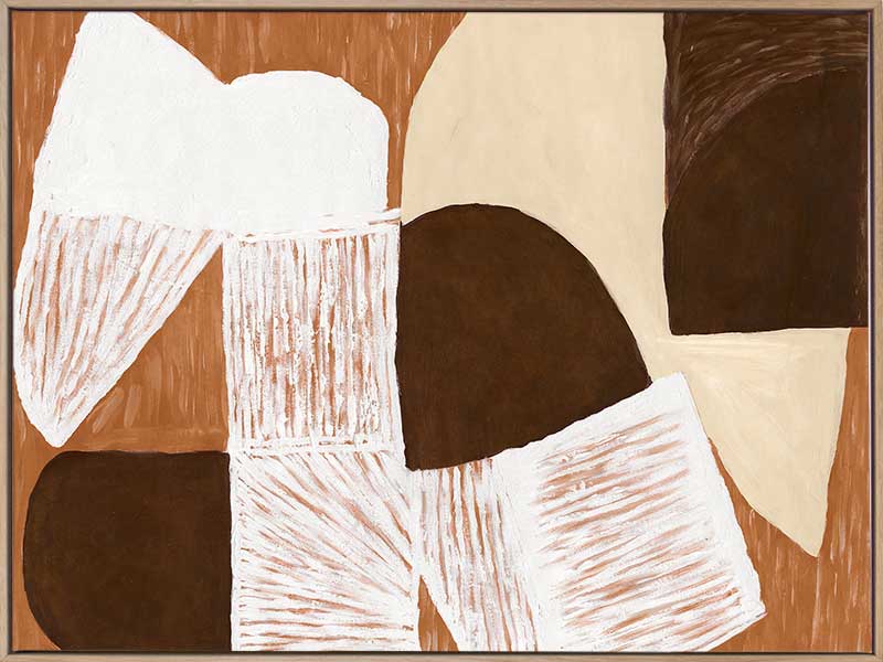 Wall art from the Tim Neve collection by Urban Road, showcasing graphic shapes in deep brown and cream tones with organic lines.