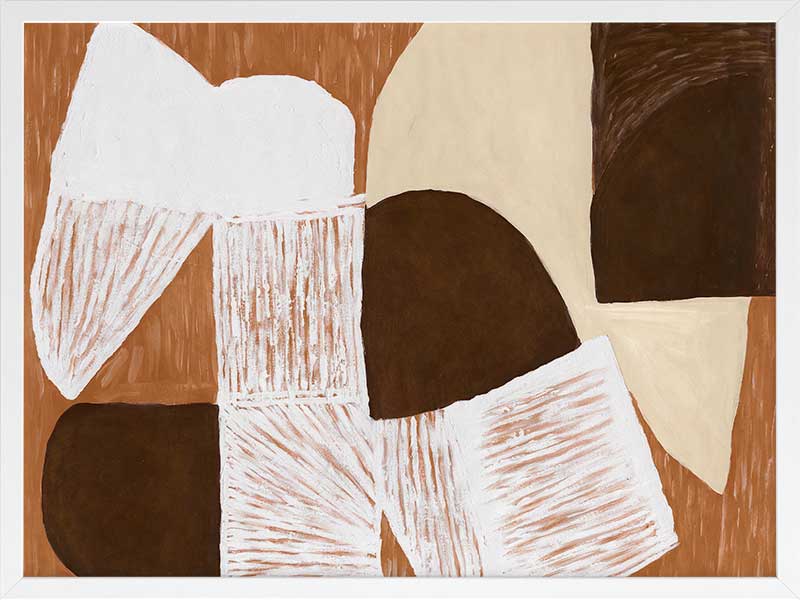 Wall art from the Tim Neve collection by Urban Road, showcasing graphic shapes in deep brown and cream tones with organic lines.