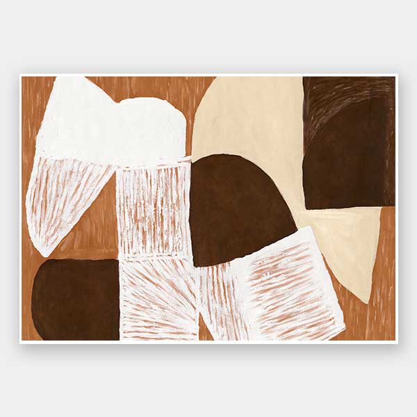 Wall art from the Tim Neve collection by Urban Road, showcasing graphic shapes in deep brown and cream tones with organic lines.