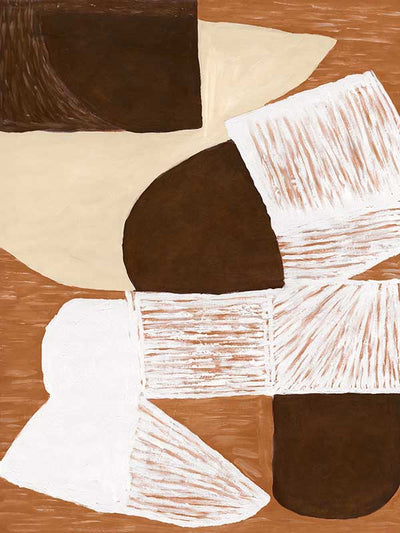 Wall art from the Tim Neve collection by Urban Road, showcasing graphic shapes in deep brown and cream tones with organic lines.