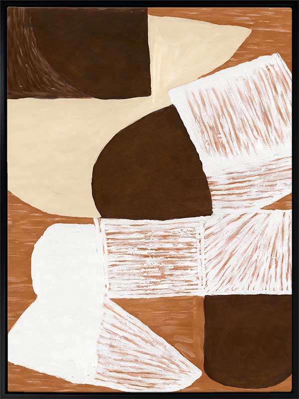 Wall art from the Tim Neve collection by Urban Road, showcasing graphic shapes in deep brown and cream tones with organic lines.