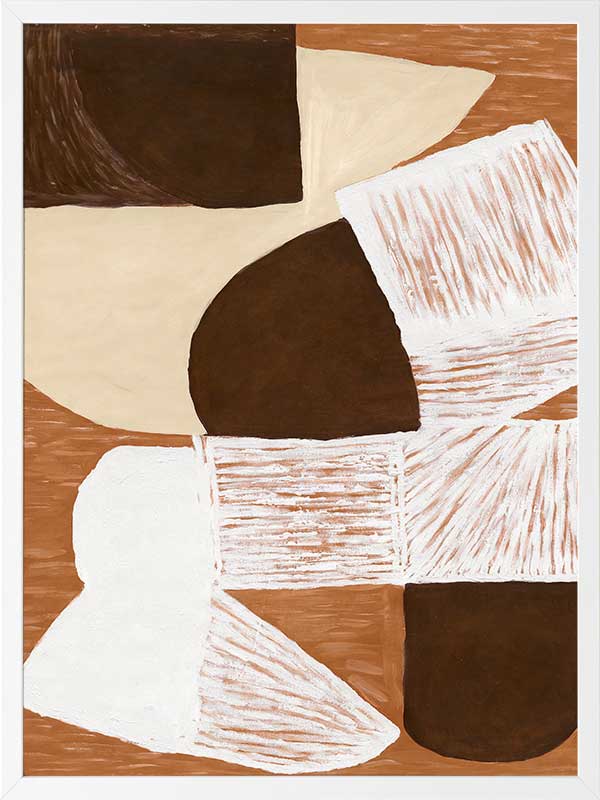 Wall art from the Tim Neve collection by Urban Road, showcasing graphic shapes in deep brown and cream tones with organic lines.