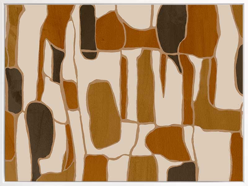Wall art from the Tim Neve collection by Urban Road, featuring layered organic forms in warm beige, tan, and brown.