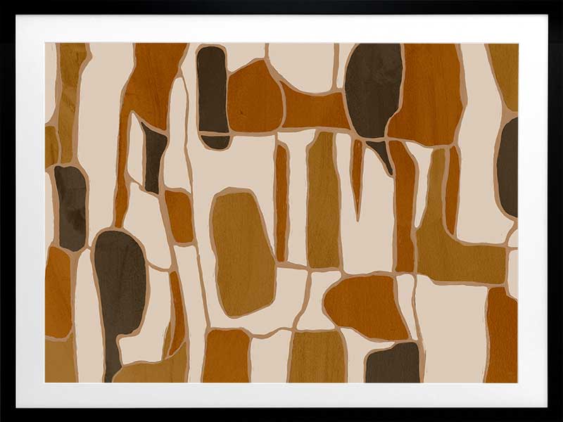 Wall art from the Tim Neve collection by Urban Road, featuring layered organic forms in warm beige, tan, and brown.