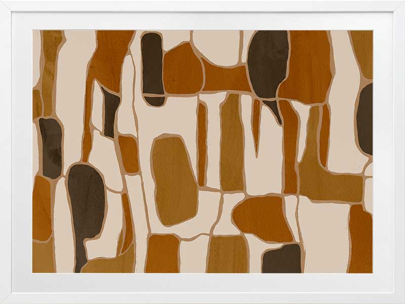 Wall art from the Tim Neve collection by Urban Road, featuring layered organic forms in warm beige, tan, and brown.