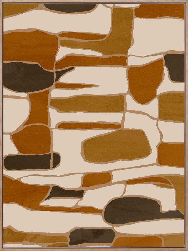 Wall art from the Tim Neve collection by Urban Road, featuring layered organic forms in warm beige, tan, and brown.