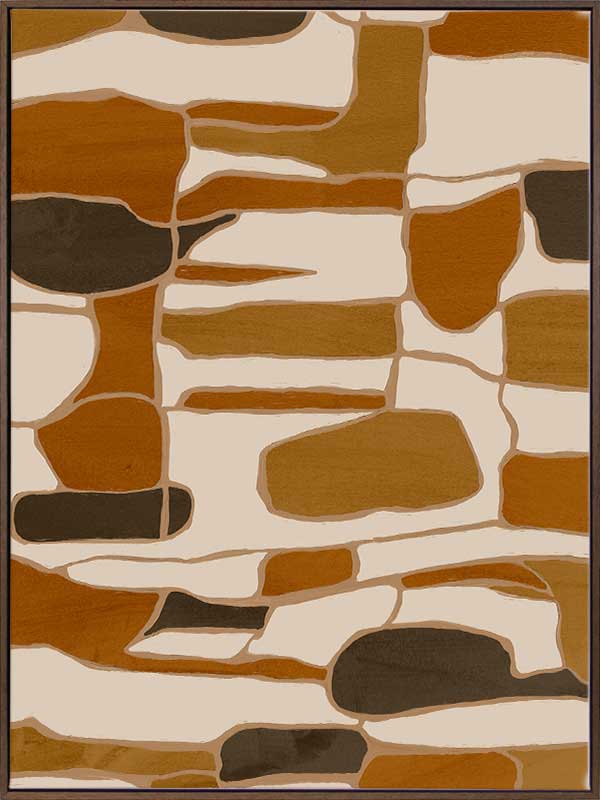 Wall art from the Tim Neve collection by Urban Road, featuring layered organic forms in warm beige, tan, and brown.