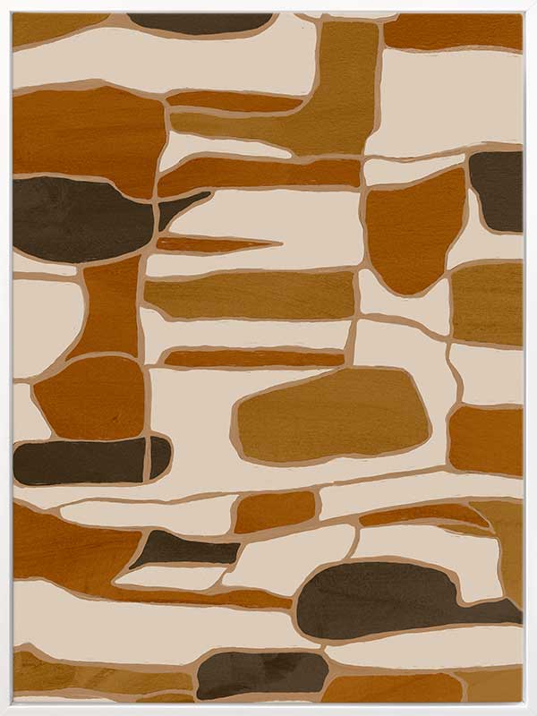 Wall art from the Tim Neve collection by Urban Road, featuring layered organic forms in warm beige, tan, and brown.