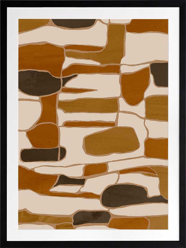 Wall art from the Tim Neve collection by Urban Road, featuring layered organic forms in warm beige, tan, and brown.