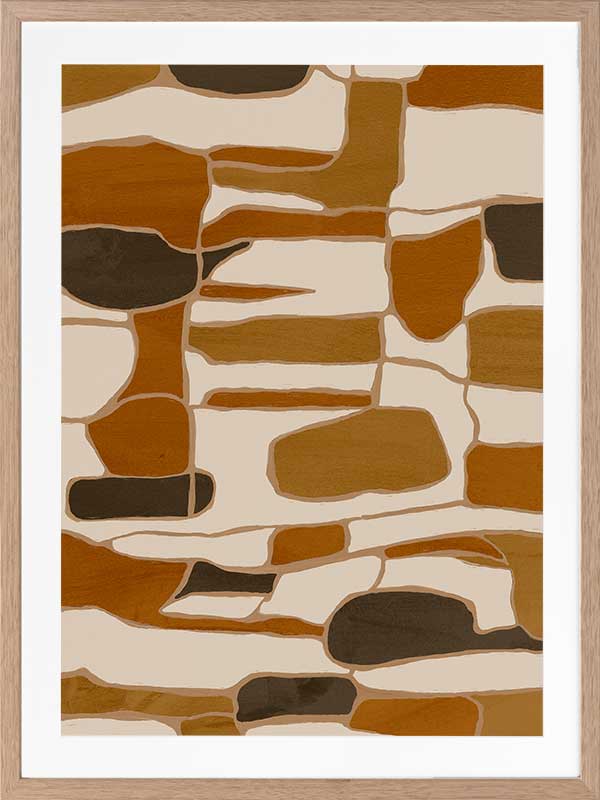 Wall art from the Tim Neve collection by Urban Road, featuring layered organic forms in warm beige, tan, and brown.