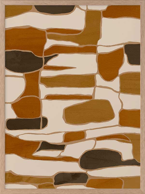 Wall art from the Tim Neve collection by Urban Road, featuring layered organic forms in warm beige, tan, and brown.
