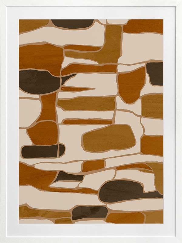 Wall art from the Tim Neve collection by Urban Road, featuring layered organic forms in warm beige, tan, and brown.