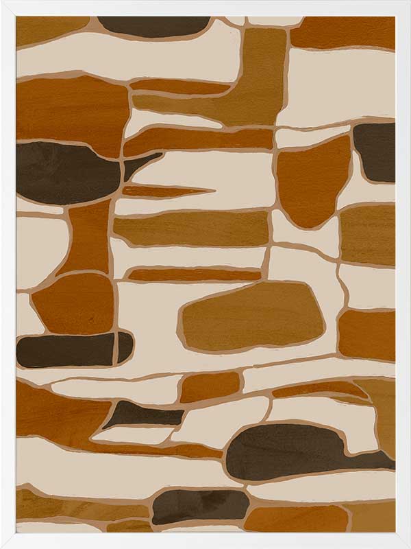 Wall art from the Tim Neve collection by Urban Road, featuring layered organic forms in warm beige, tan, and brown.