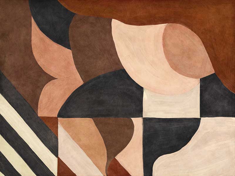 Wall art from the Tim Neve collection by Urban Road, showcasing abstract organic shapes in brown, cream, and soft terracotta.