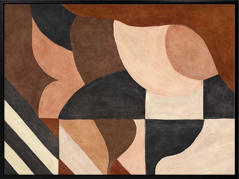 Wall art from the Tim Neve collection by Urban Road, showcasing abstract organic shapes in brown, cream, and soft terracotta.