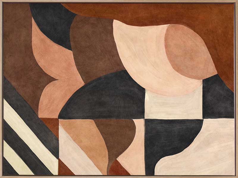 Wall art from the Tim Neve collection by Urban Road, showcasing abstract organic shapes in brown, cream, and soft terracotta.
