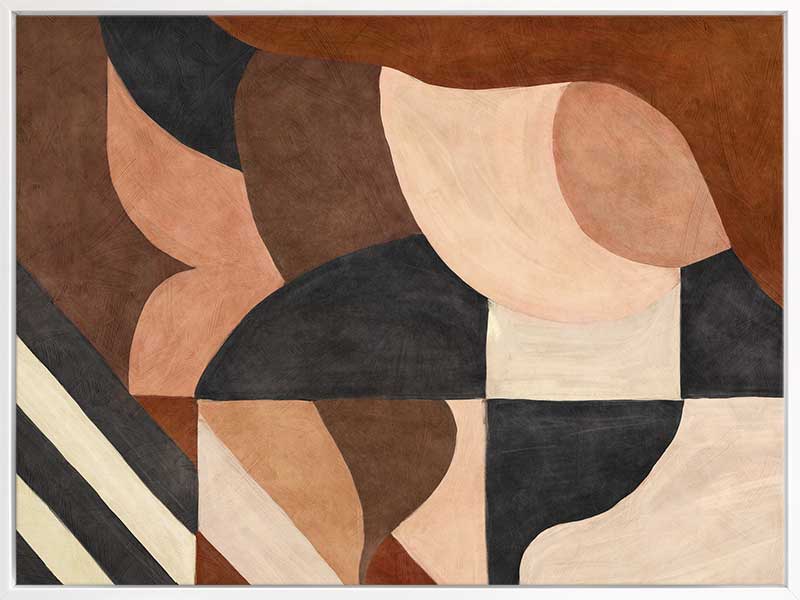 Wall art from the Tim Neve collection by Urban Road, showcasing abstract organic shapes in brown, cream, and soft terracotta.