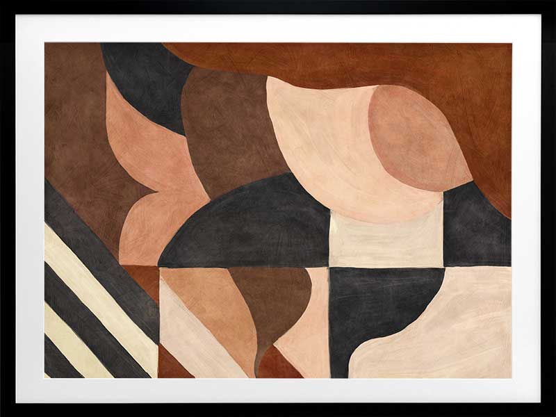 Wall art from the Tim Neve collection by Urban Road, showcasing abstract organic shapes in brown, cream, and soft terracotta.