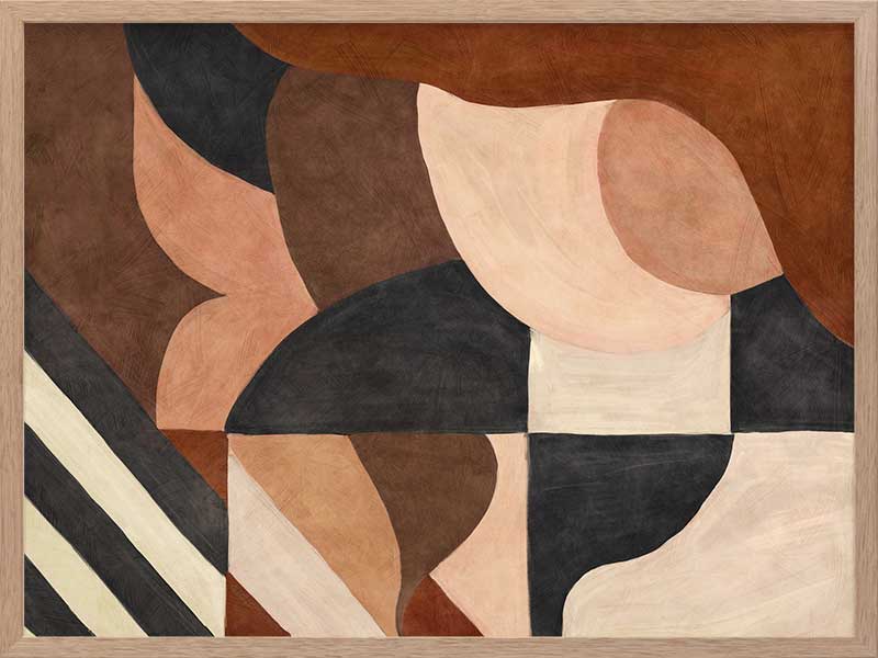 Wall art from the Tim Neve collection by Urban Road, showcasing abstract organic shapes in brown, cream, and soft terracotta.
