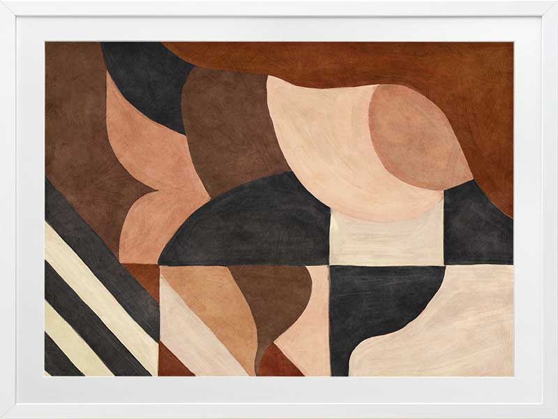 Wall art from the Tim Neve collection by Urban Road, showcasing abstract organic shapes in brown, cream, and soft terracotta.