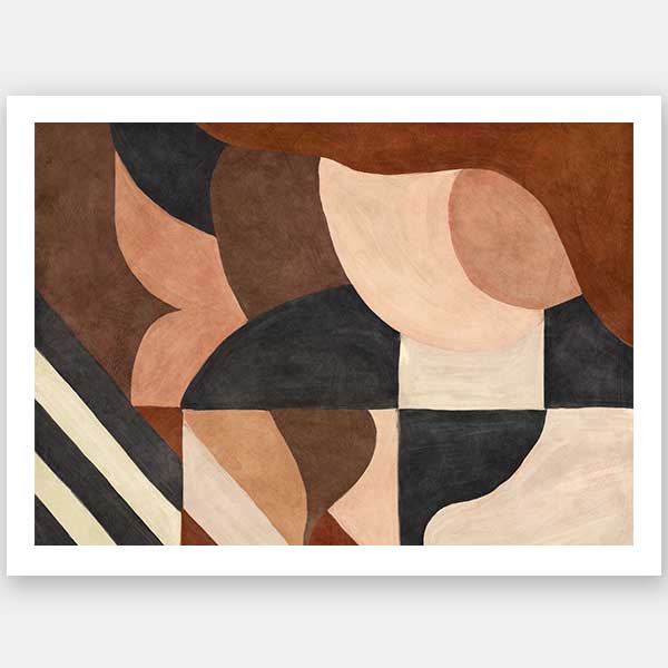 Wall art from the Tim Neve collection by Urban Road, showcasing abstract organic shapes in brown, cream, and soft terracotta.
