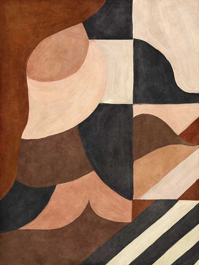 Wall art from the Tim Neve collection by Urban Road, showcasing abstract organic shapes in brown, cream, and soft terracotta.