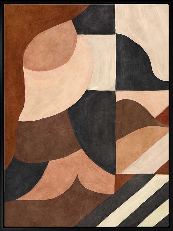 Wall art from the Tim Neve collection by Urban Road, showcasing abstract organic shapes in brown, cream, and soft terracotta.
